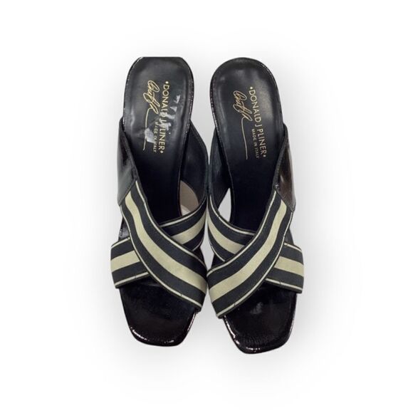 Donald J. Pliner Patent Leather Wedge Sandals | Black, Size 10 - Picture 1 of 16